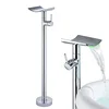 Luxury Waterfall LED Spout Single Handle Chrome Bathroom Tub Mixer Faucet Floor Mounted Free Standing Bathtub Shower Taps