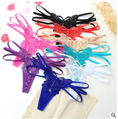 

Sexy butterfly underwear women's fashion hollow-out lace thong panties, As photo