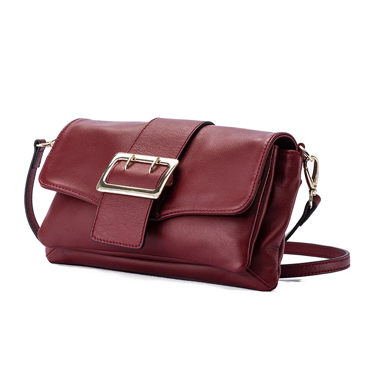 

Classical Ladies Vintage Small Top Layer Cow Leather Handbag Red Crossbody Bags