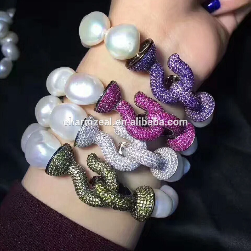 

CZ-B0169 2017 new design fresh water pearl bracelet, pearl bracelet , micro pave fashion bracelet, N/a