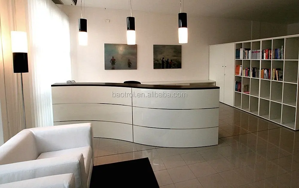 Curved White Reception Desk Modern Beauty Salon Furniture Buy