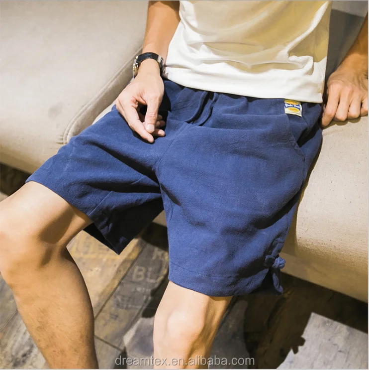 

2019 summer men's linen short leisure short loose shorts, Khaki;black;dark blue