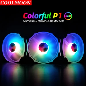 Low Price Coolmoon Colorful P1 computer cooling fan RGB 12v Controller RF remote control PC 120mm rgb fan cooler