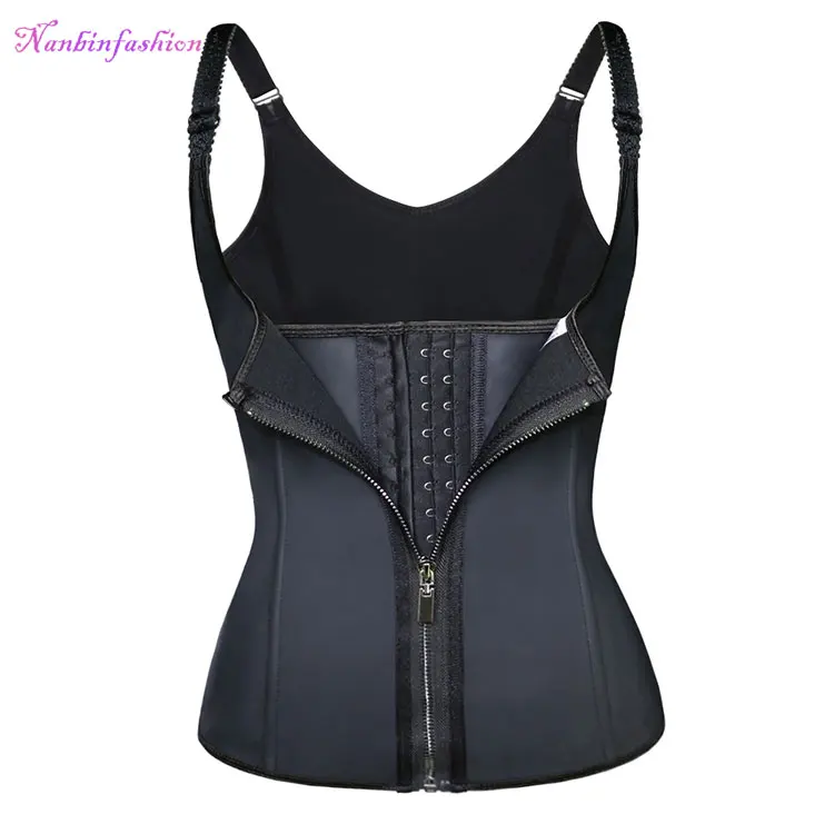 

Amazon Top Sales Latex Waist Trainer Zipper and Hooks Vest, Black