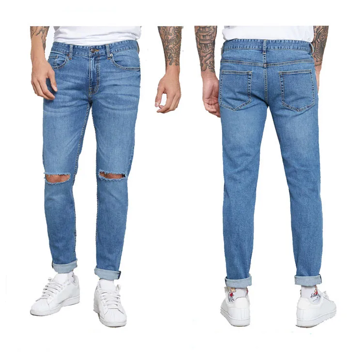 

New Style cotton slim custom ripped mens denim jeans, Blue,black,white etc