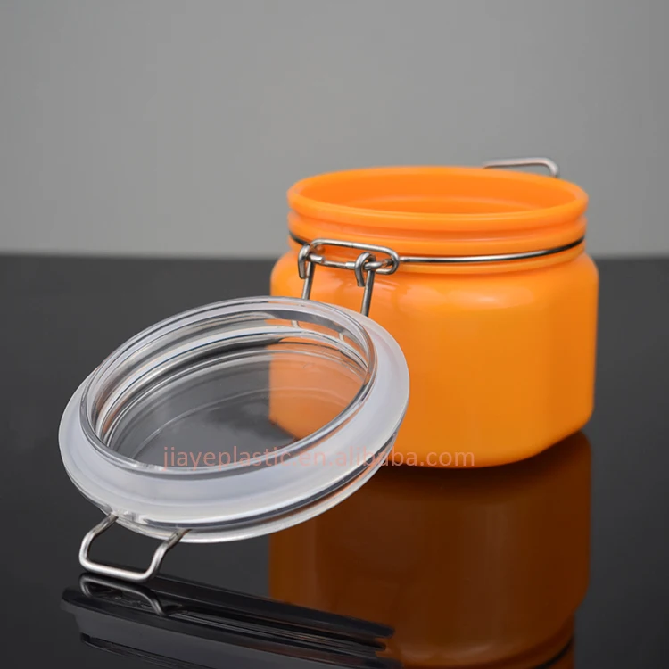Customize 400ml Kilner Jars Pet Plastic Clear Square Sided Jar With