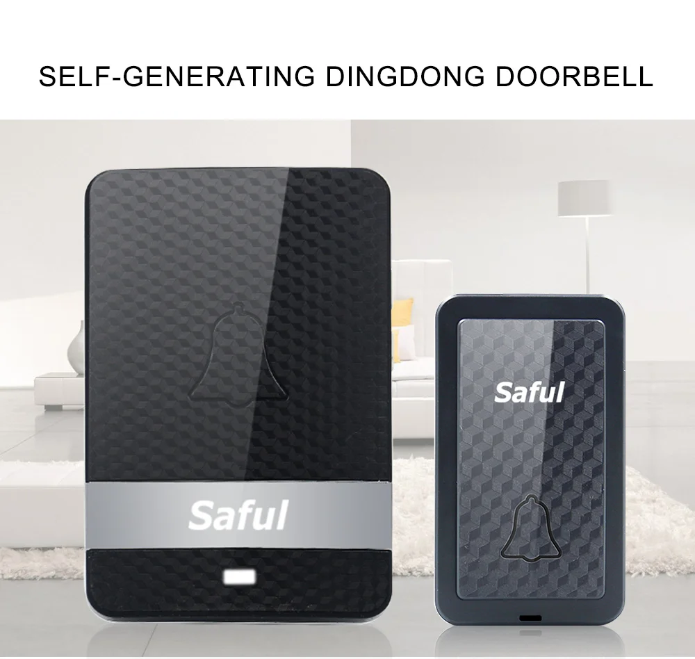 Saful Self-power wireless dingdong doorbell,outdoor unit waterproof