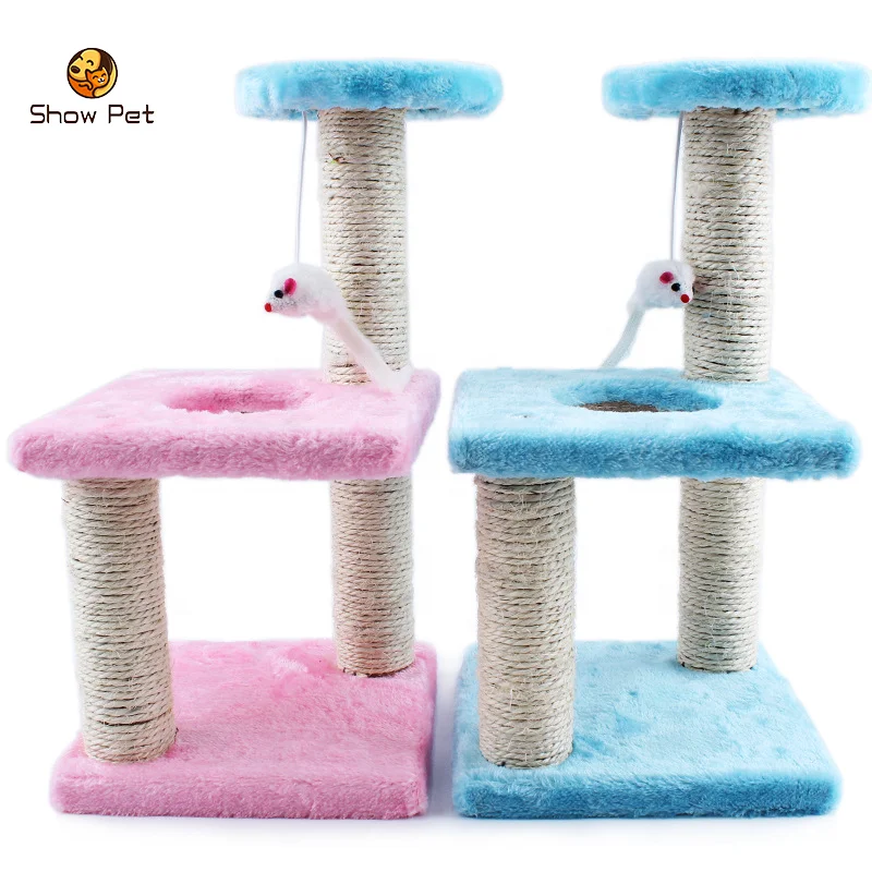 

New product three layers sisal cat scratcher cat climber luxury cat tree with mouse toy stock online shopping