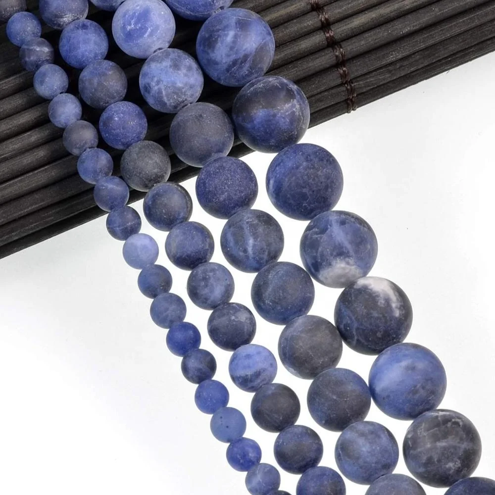 

Gorgeous Beads for Jewelry Making Matte Frosted Natural Sodalite Loose Gemstone Round Beads 15.5"