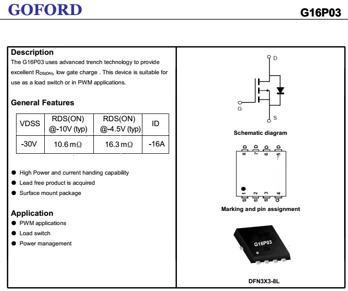 Hot Selling G16p03 (mt8103) Smd Mosfet Transistor Switch Electronics ...