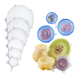 6PCS/Set Universal Silicone Lid-silicon Stretch Lids Silicone Cover Pan Spill lid Stopper Cover