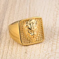 

MECYLIFE Men's Ring Jewelry 18K Gold Ring Design Stainless Steel Lion Head Ring