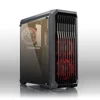 Cheap ATX Mid Tower CPU Gaming Case Computer chassis with Red LED Fans,Metal Mesh or Brush,Acrylic window, PSU cover