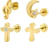 simple sambol moon star heart cross Stainless Steel stud Earrings note music anchor pet animal