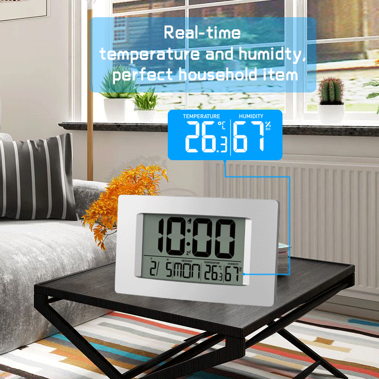 Radio Controlled Digital Wall Clock With Temperature And Humidity Buy
