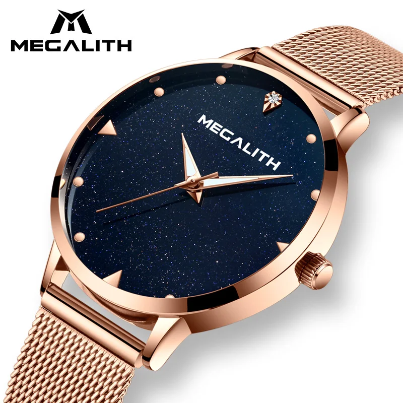 Megalith бренд 2019 гаряча розпродаж Оптовий Продаж Модні Повсякденні Розкішні сітчасті годинник для жінок