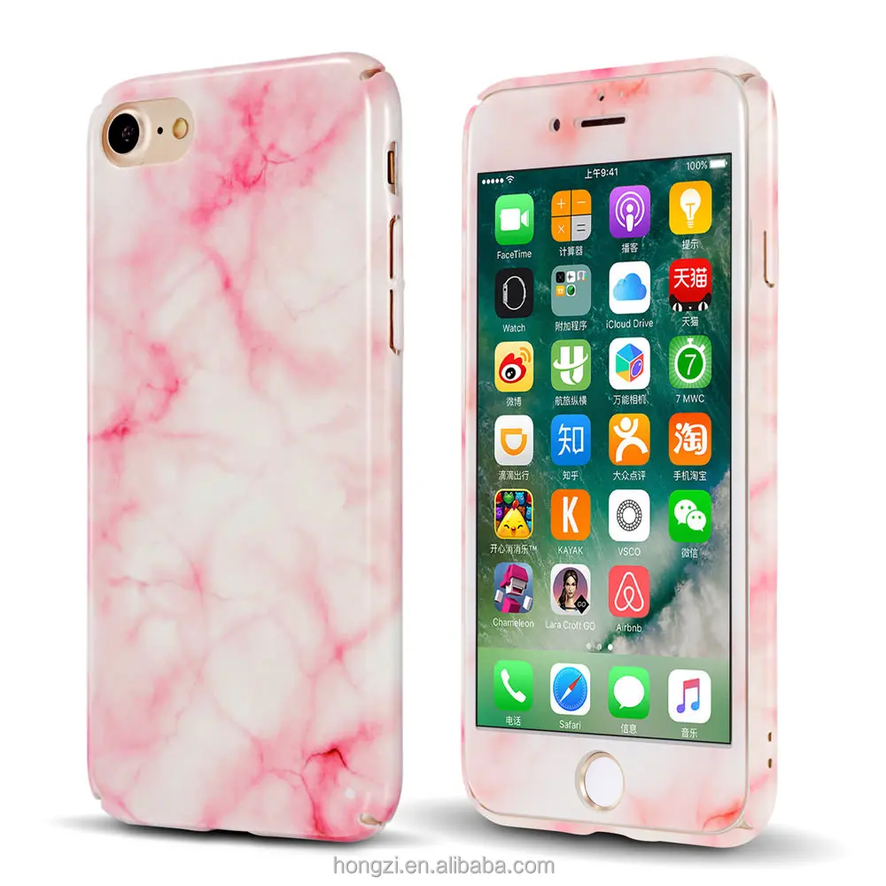 

Hybrid Full Body Shockproof Marble Hard PC Case +Tempered Glass Cover For iPhone 7 7 8 Plus 6 6s Plus 11 pro max cases cover