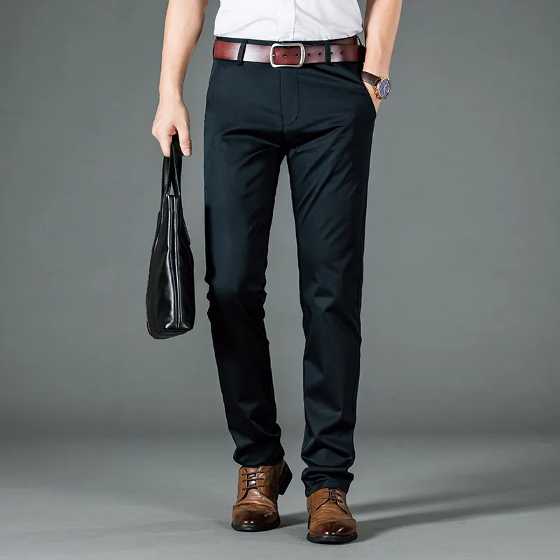 Autumn And Winter Men's Casual Pants Thick Stretch Business Trousers ...