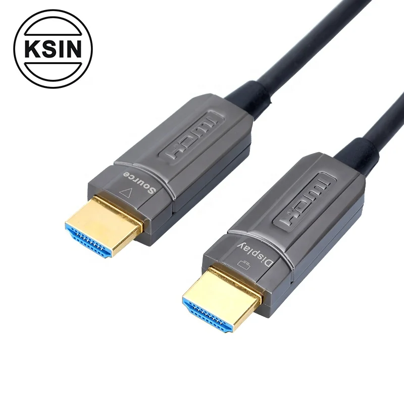 

China 24K Gold Pated HDMI to HDMI cable Version 2.0 2.1 fiber optic hdmi cable for HDR TV PS4 15m 25m 30m 50m