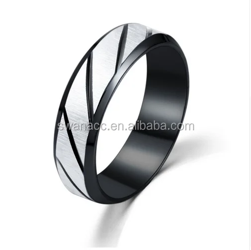 

Gold Color and Black Stainless Steel Wedding Lovers Rings for Women Men