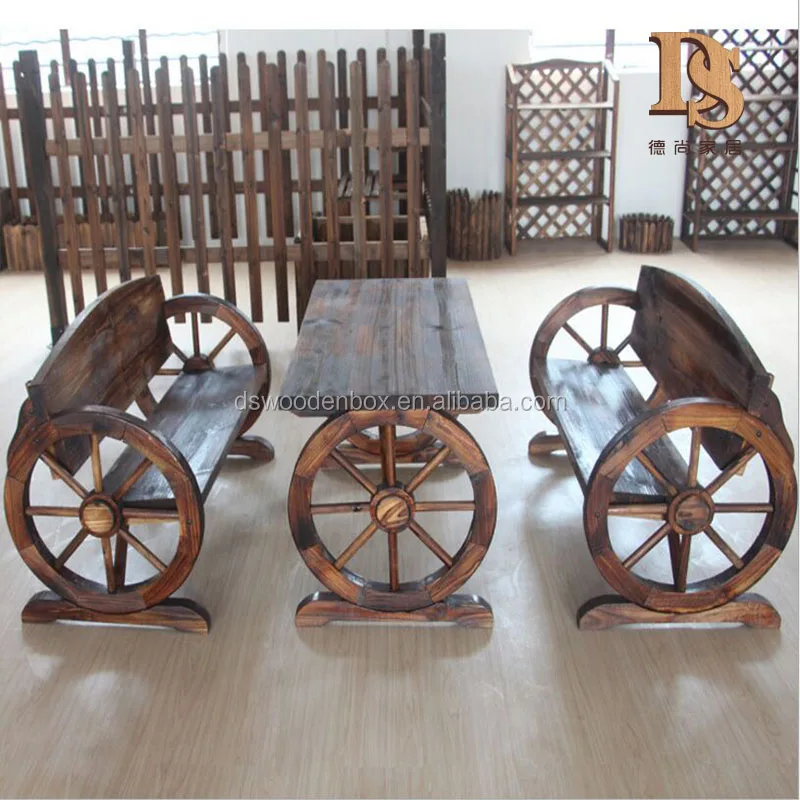 Outdoor Villa Garden Decorative Picnic Table With Chairs Retro Bar