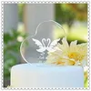 Engraved Crystal Swan Heart Shape Wedding Cake Topper