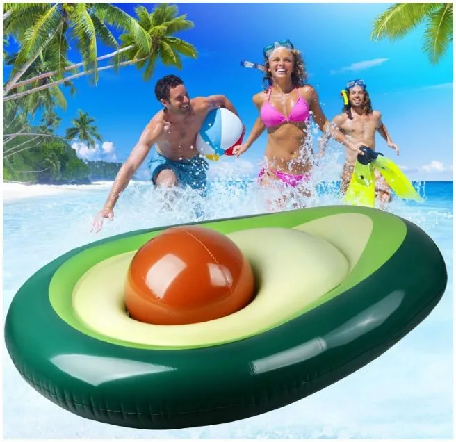 Green with Ball Avocado Inflatable Pool Float with Ball LUCUNSTAR Giant Swimming Ring for Adults Beach Floaty Raft Party Toys for Summer Entertainment 