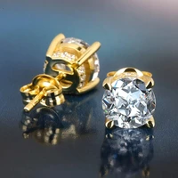 

KRKC&CO Hip Hop Earrings for Men and Women 7mm Round CZ Paved Gemstone Earring Gold Plated Jewelry Silver earring