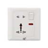 PC material white color screwless 1 gang 5 pin 13 amp universal switch socket with light