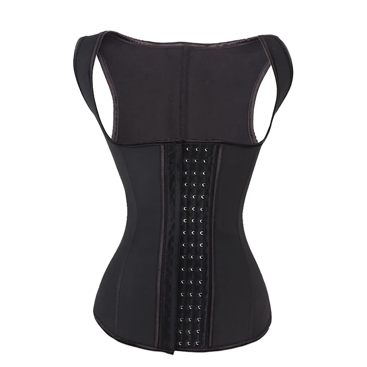 High Quality Black 4 Hooks 9 Steel Boned Vest Women Waist Slim Trainer