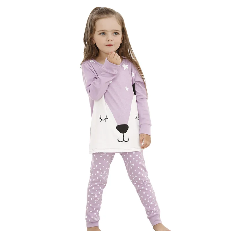 

Funny Animal Shape Fox Design Children Sleepwear for Girls, Pink and purple