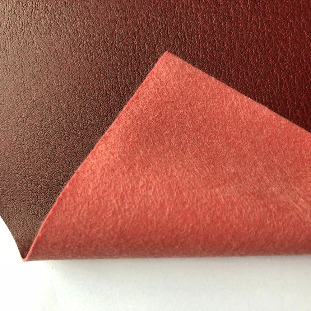 时尚红色猪皮纹 pu 合成皮革用于鞋衬里