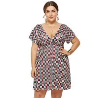 

Drop Shipping Best Short Sleeve Printed Mini Dress For Woman Plus Size 4Xl