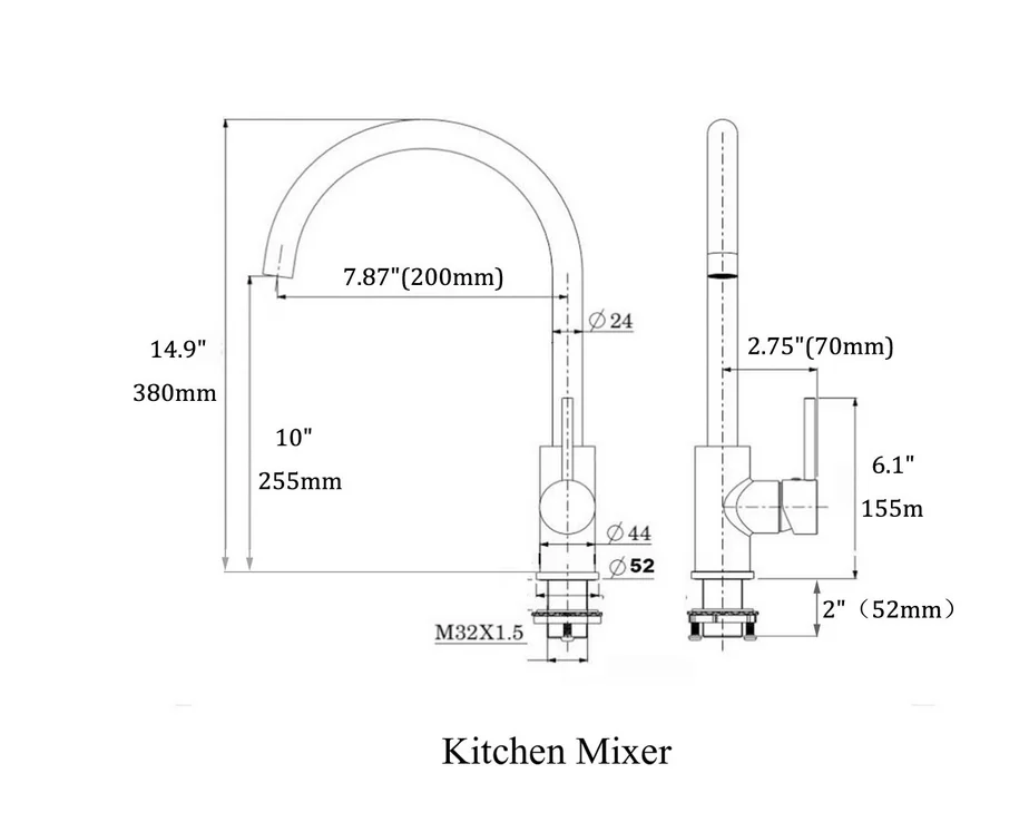 Brushed Gold Stainless Steel 360 Degree Swivel Hot& Cold Mixer Single