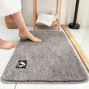 Image of Customsized gray super water absorbent bath mat hotel logo print bathroom bathmat bath room mat