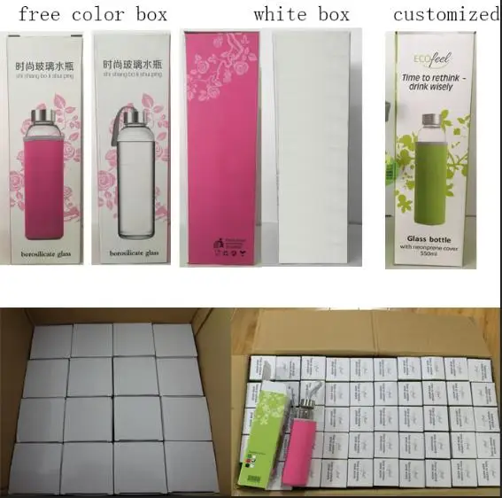 550ml Eco-friendly Glass Water Bottle,BPA-Free Portable Sports Bottle,Leak-proof Stainless Steel Cap with Nylon Sleeve Drinking