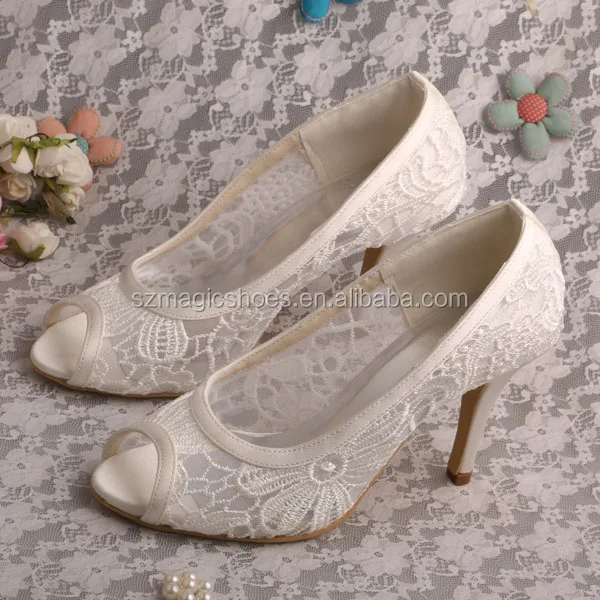 

Open Toe Lace Bride Shoes Wedding