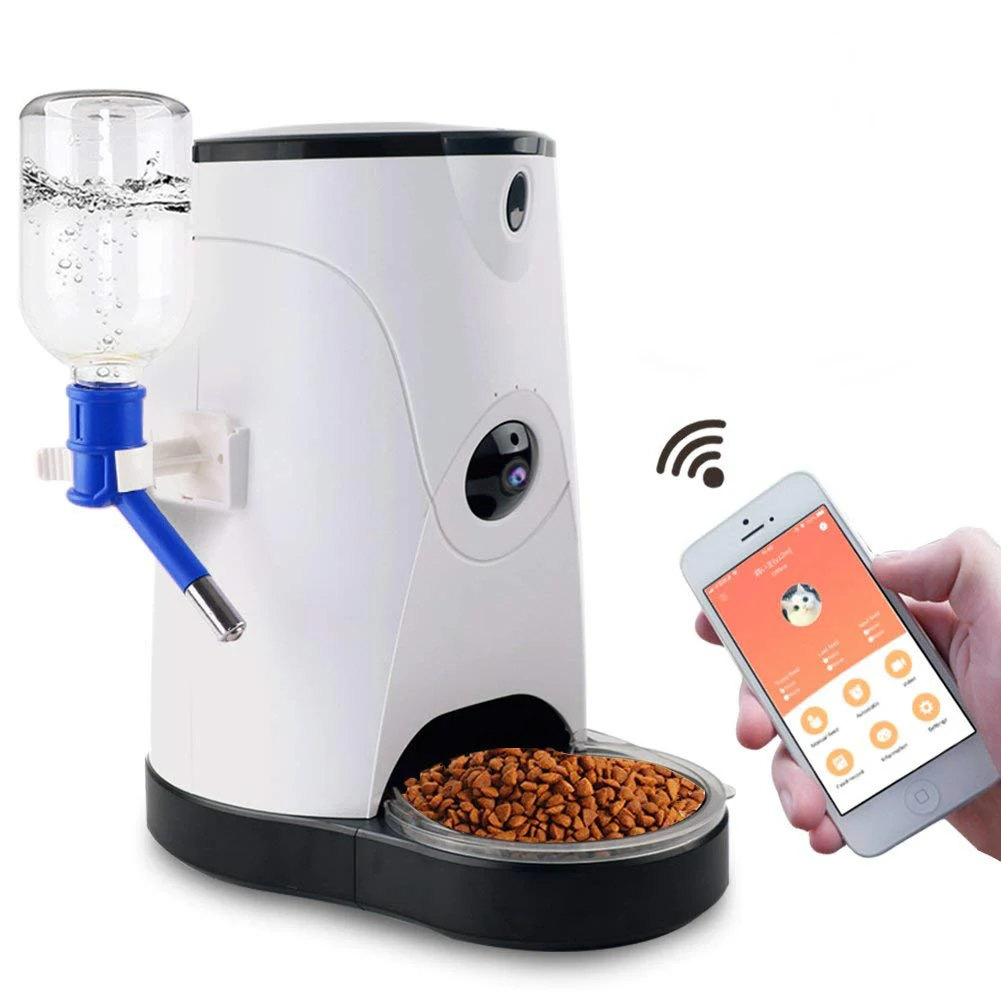 

hot sale high quality competitive price automatic dog feeder wifi connect pet feeder automatic, White