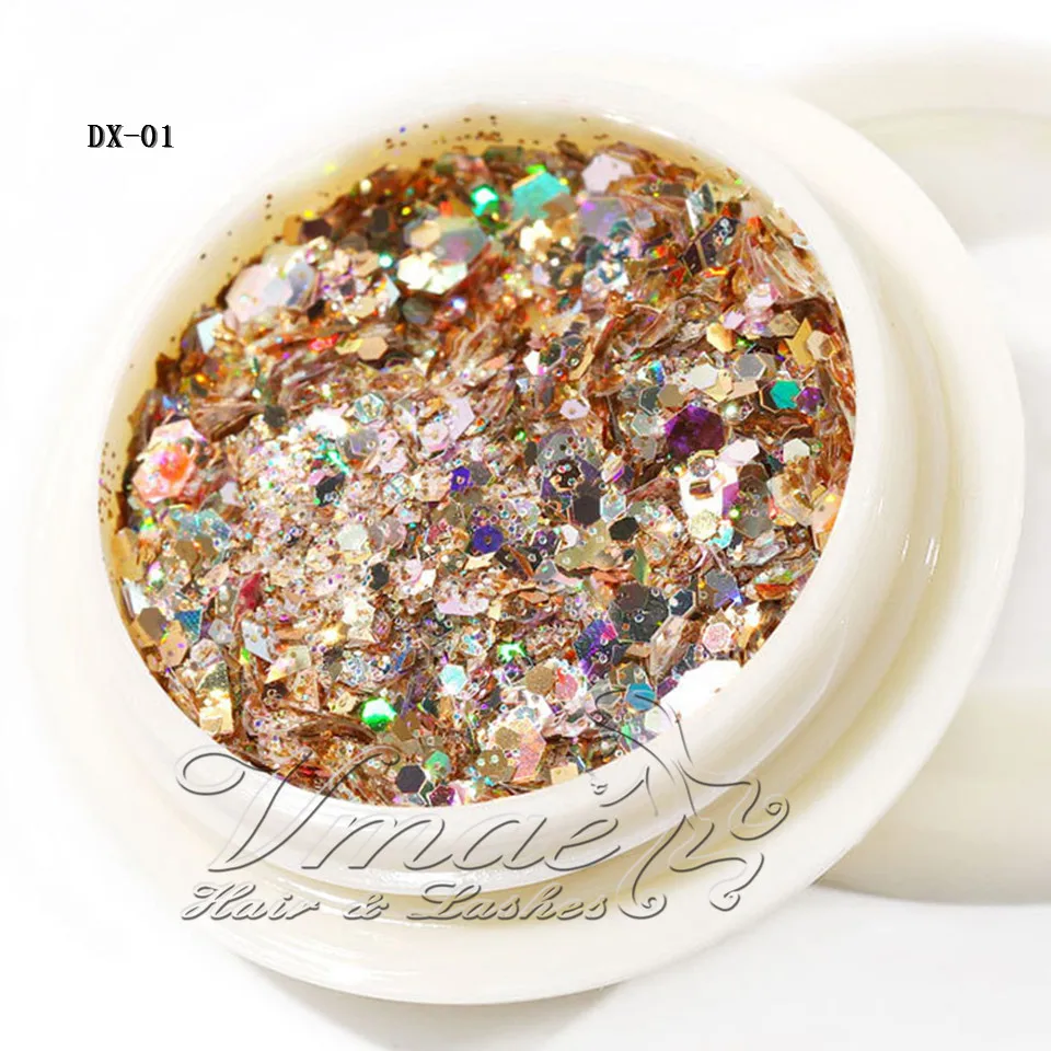VMAE Salon Decoration 6 Boxes/Set Holographic Shape Sequins Shadow Body Art Loose Powder Shiny Glitter Cosmetic Nail Powder