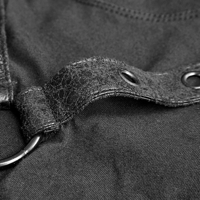 T-422 Punk black Sleeveless long Stripe Decoration wholesale Man Vest