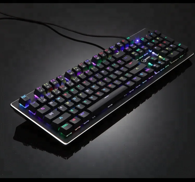 

Blue/Black Shaft Metal Wired Backlit Mechanical Gaming Keyboard 104keys RGB Light K100b