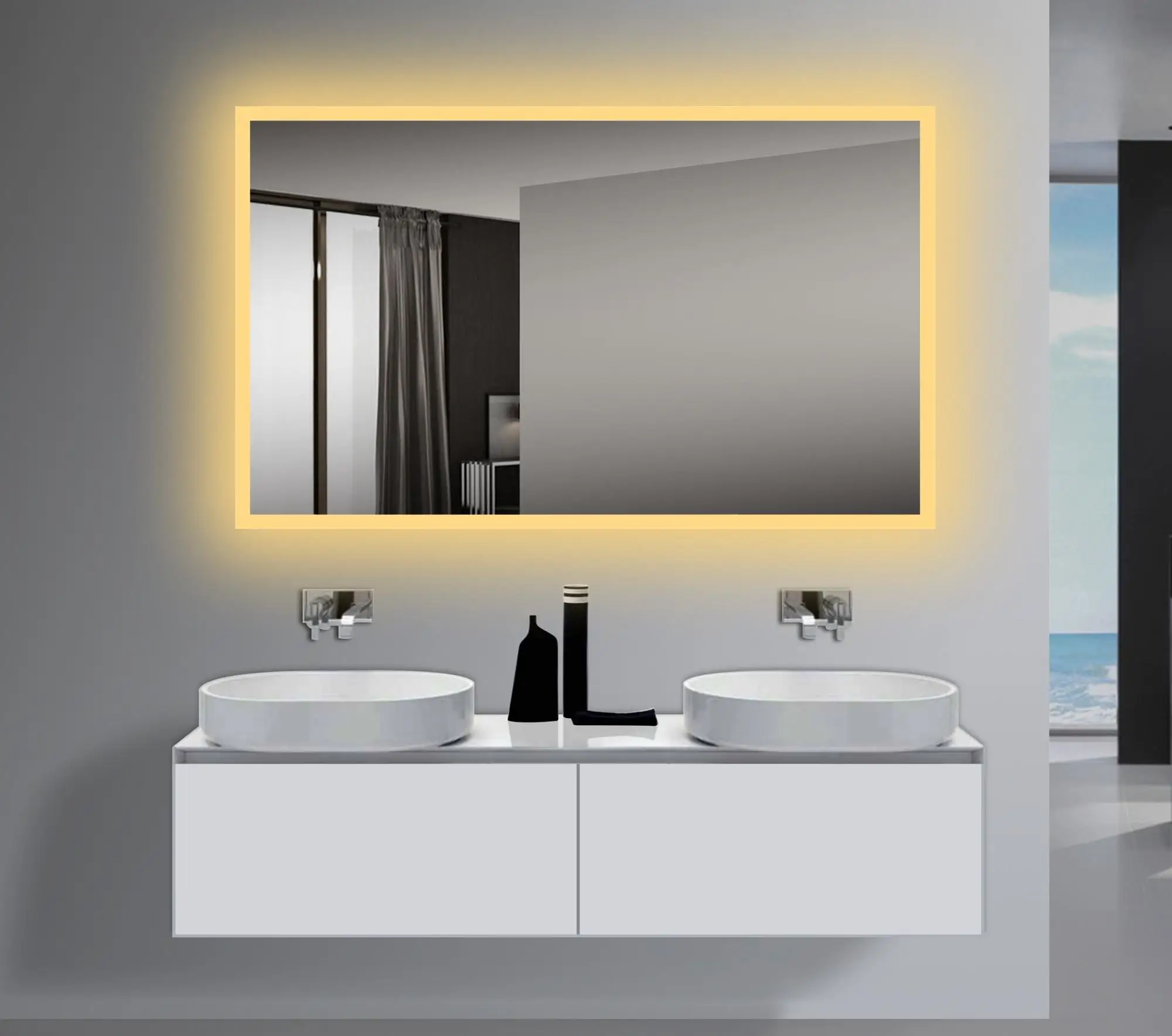 High Quality Bathroom Illuminated Vanity Mirror With 3000k Led Lighting