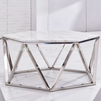 Hexagon White Marble Top Coffee Table For Living Room - Marble Top End Tables For Living Room Hexagon White Marble Top Coffee Table For Living Room - Marble Top End Tables For Living Room