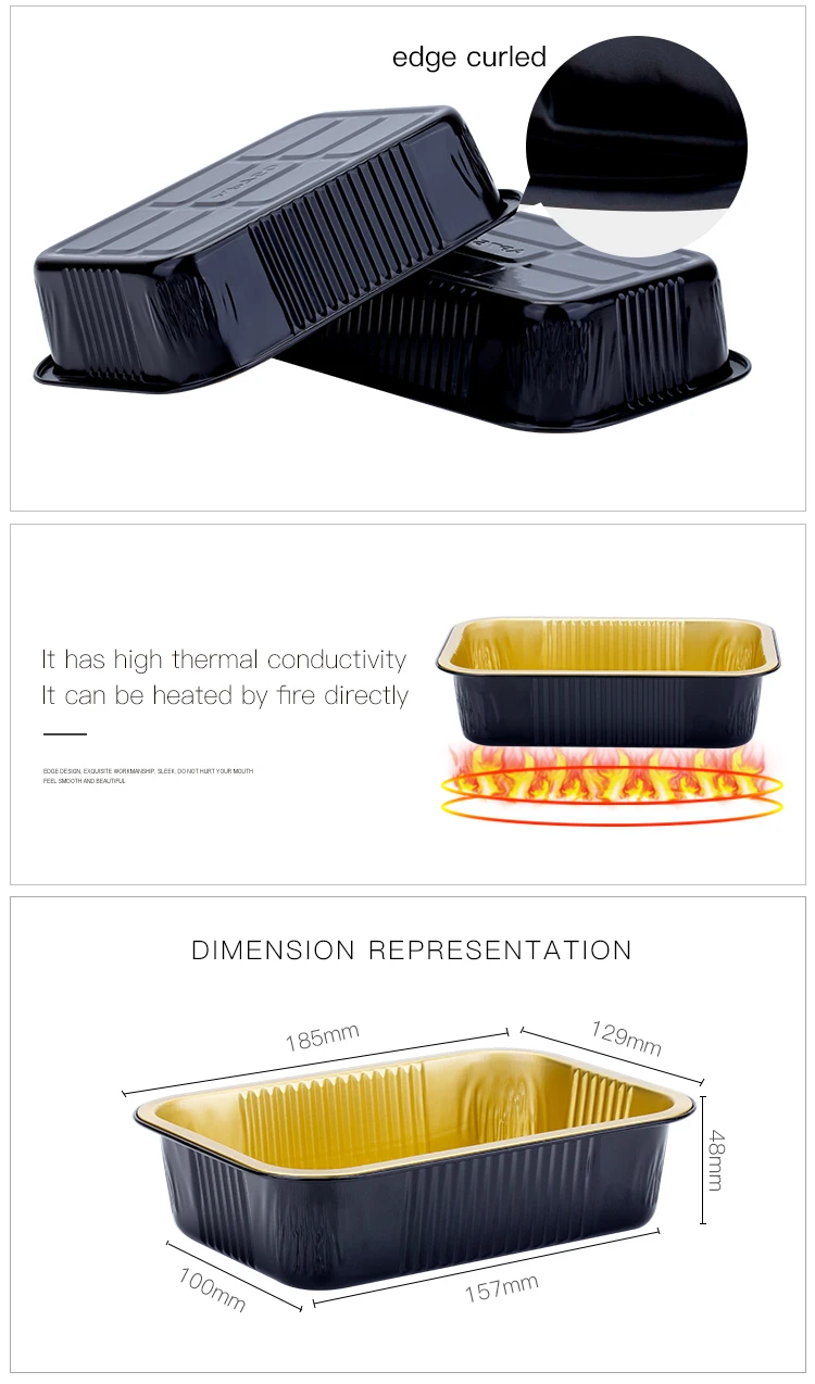 750ml/25oz Abl Pack Takeaway Oven Safe Fast Food Aluminium Food