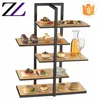 Catering rustic buffet decoration wooden serving dessert cupcake platters mango wood buffet cake display stand/ buffet riser