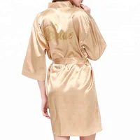 

Wholesale customized women bridesmaid bride robe solid color wedding kimono robes with DIY Letters short robes elegant sexy
