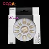 Art Almond False Nails False Stiletto Gold Glitter Flower Painting 24 Long Tips