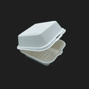 Image of Wholesale Disposable Biodegradable Sugarcane 6 inch Hamburg Box/Food Container/Takeaway Packing Box