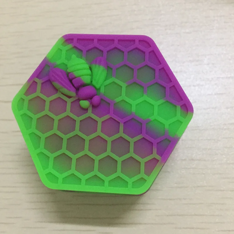 

wholesale 26ml Hexagon honeybee container wax oil silicone container, Mix colors