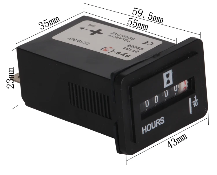 SYS-3 Quartz Hour Meter Electronic Full Sealed Counter for Motor on Engineer and Machinery 0-99999.9 Hours